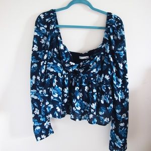 Blue Twist Tie Blouse | Abercrombie & Fitch | Size Large | NWT!